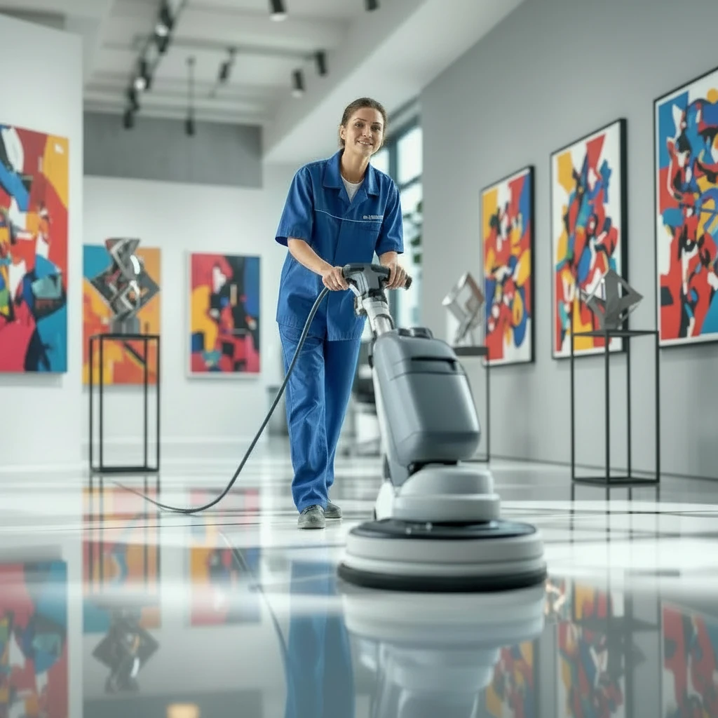 Polering med singelskurmaskin och Cobra-rondeller