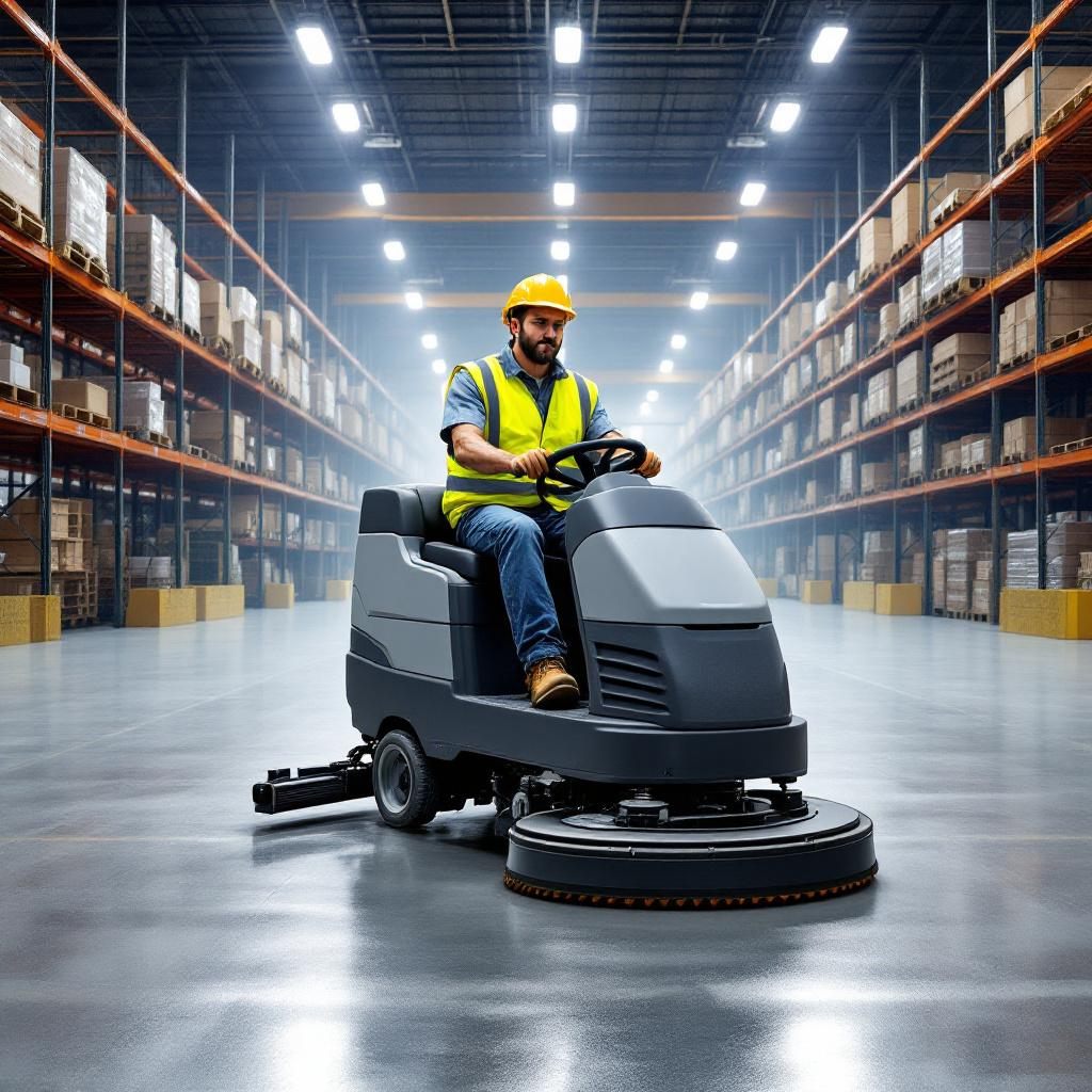 Åkbar skurmaskin för rengöring av golv