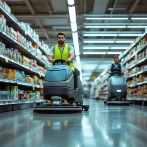 Åkbar kombiskurmaskin på öppna butiksytor