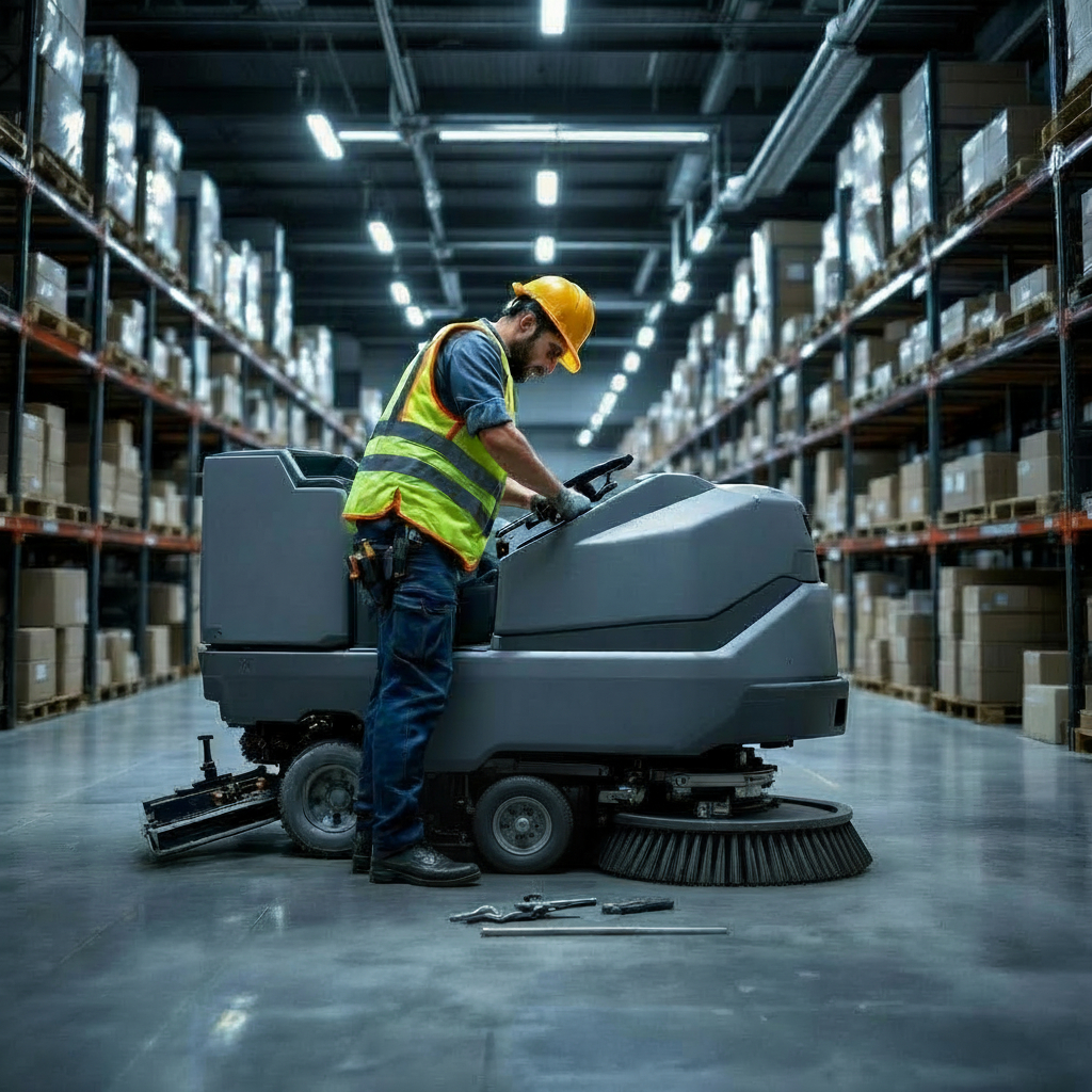 Underhåll av åkbar skurmaskin