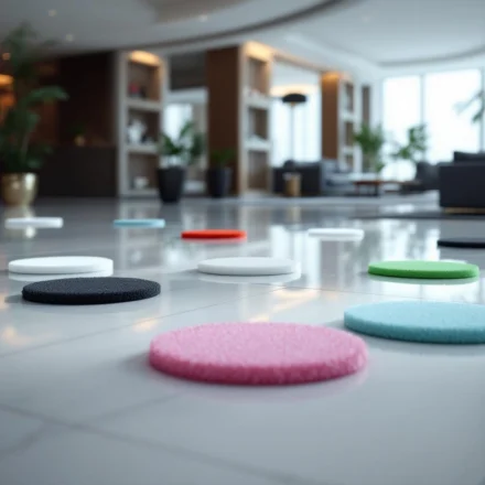 Rondeller på ett polerat golv i ett kontorslandskap