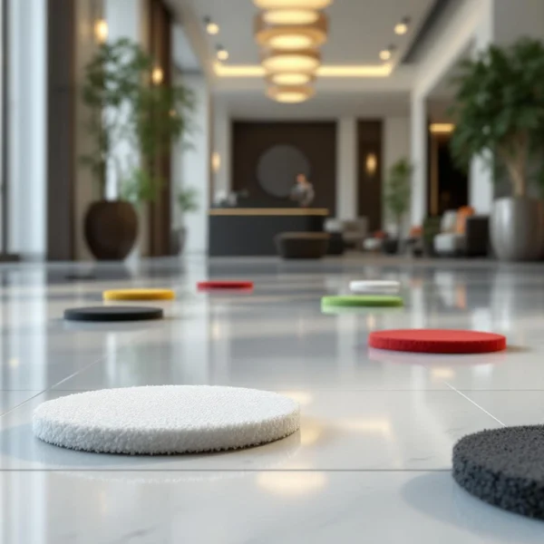 Standardrondeller på ett polerat hotellgolv