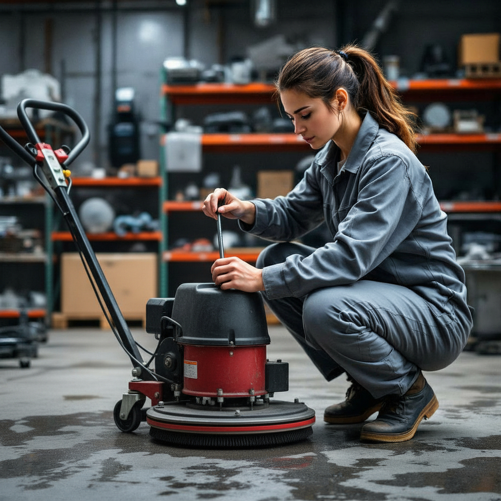 Service av operatör av singelskurmaskin