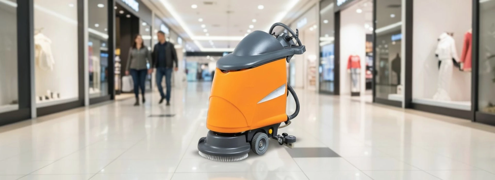 Taski Swingo 750 i drift på större kommersiell golvyta med fokus på vattenupptagning, sugfot och daglig professionell golvrengöring.